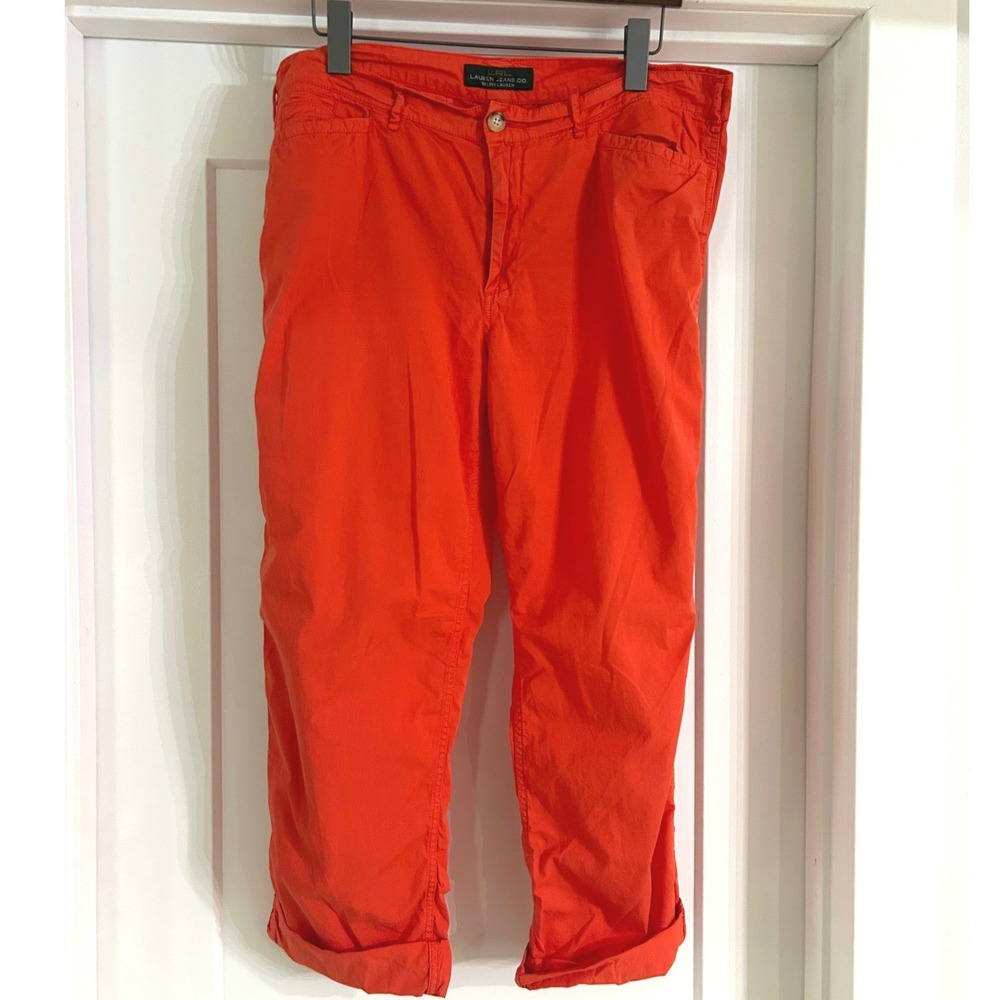 Lauren Jeans Co Ralph Lauren Orange Cotton Straight Leg Pants Women 14 Coastal